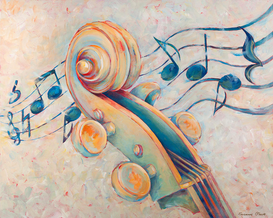 900x720 Blue Notes Painting By Susanne Clark - Violin Painting