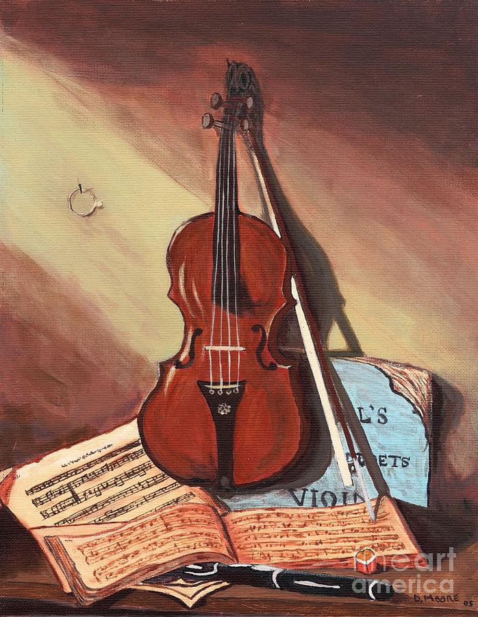698x900 Violin Still Life Painting By Douglas Moore - Violin Painting