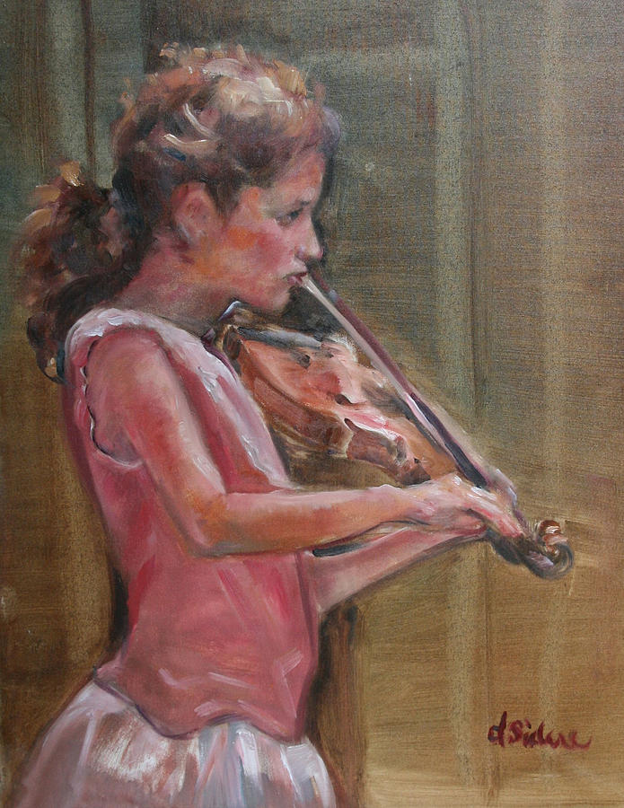 695x900 Playing Debussy Painting By Dorothy Siclare - Violin Player Painting