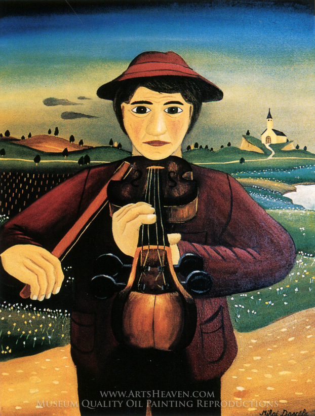 622x820 Reproduction Painting Mikhail Dascalu The Violin Player, Hand - Violin Player Painting