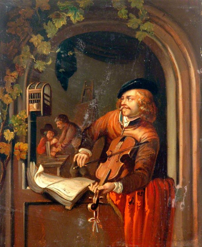 656x800 The Violin Player' A Nineteenth Century Copy After Gerrit Dou - Violin Player Painting