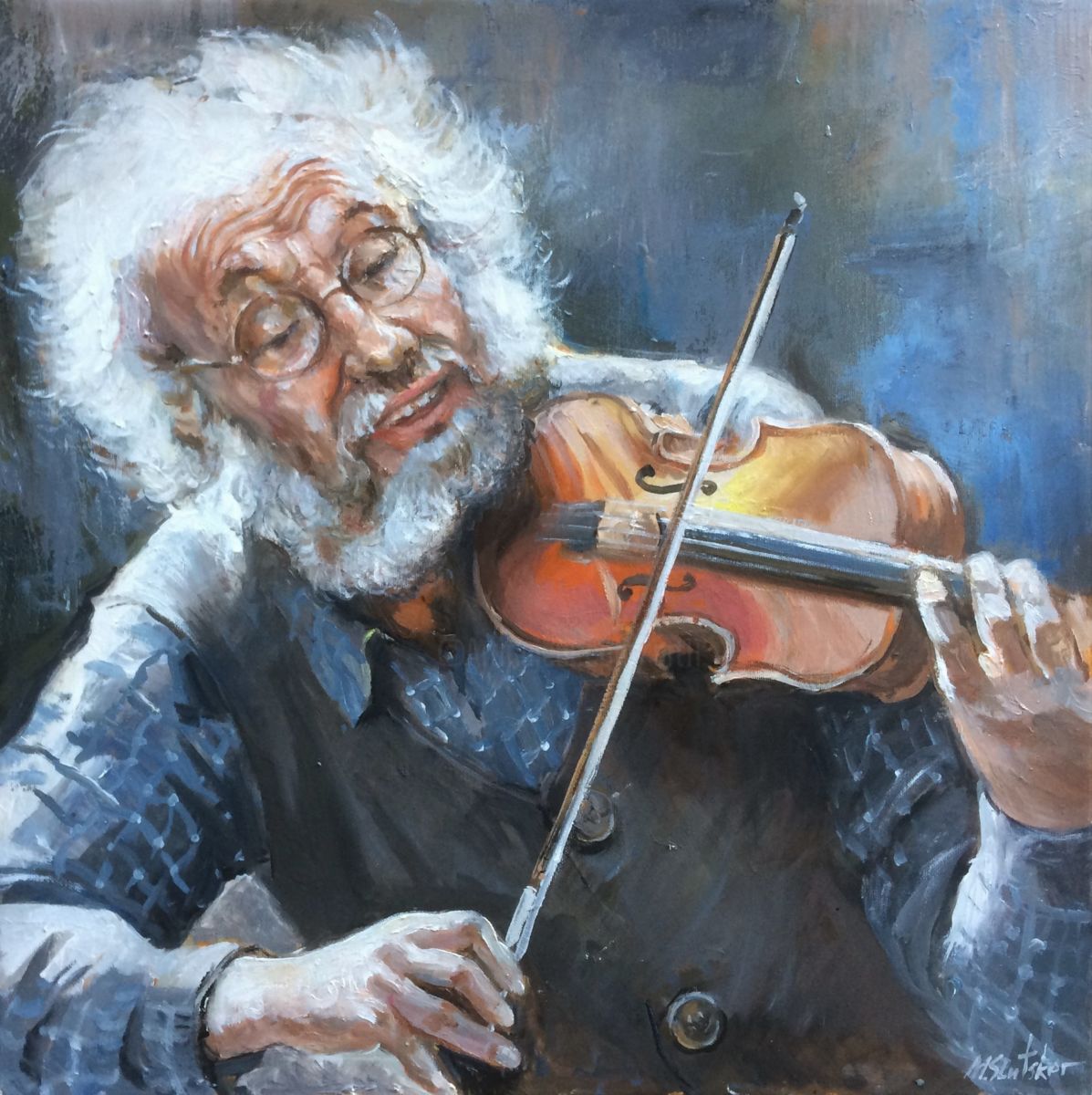 1197x1200 Violin Player (Michael Slutsker) - Violin Player Painting