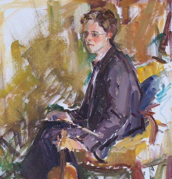 570x593 Violinist Painting Violin Player Figure Painting Boy - Violin Player Painting