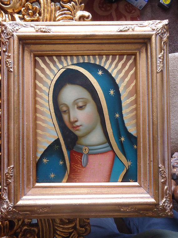 570x760 Our Lady Of Guadalupe Virgen De Guadalupe Original Oil - Virgen De Guadalupe Original Painting