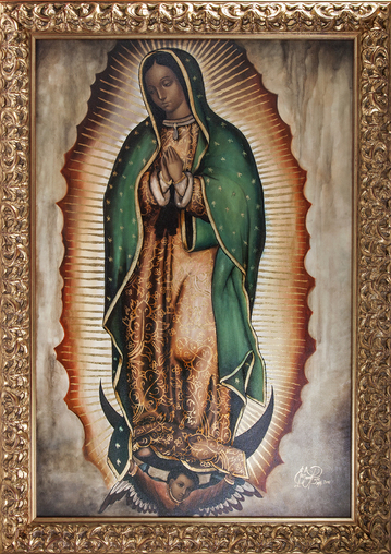 359x508 Virgen De Guadalupe Tradicional Al Oleo Mexican Folk Art Oil - Virgen De Guadalupe Original Painting