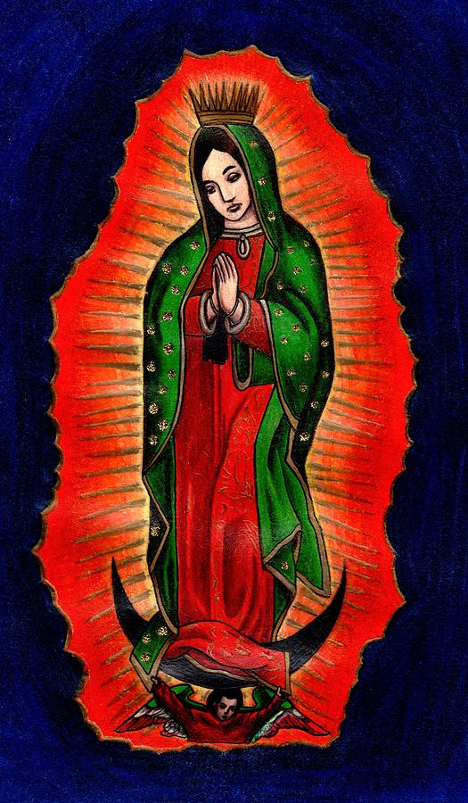 525x900 Virgen De Guadalupe Painting By Elaan Yefchak - Virgen De Guadalupe Painting