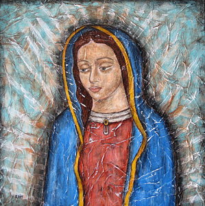 299x300 Virgen De Guadalupe Painting By Rain Ririn - Virgen De Guadalupe Painting