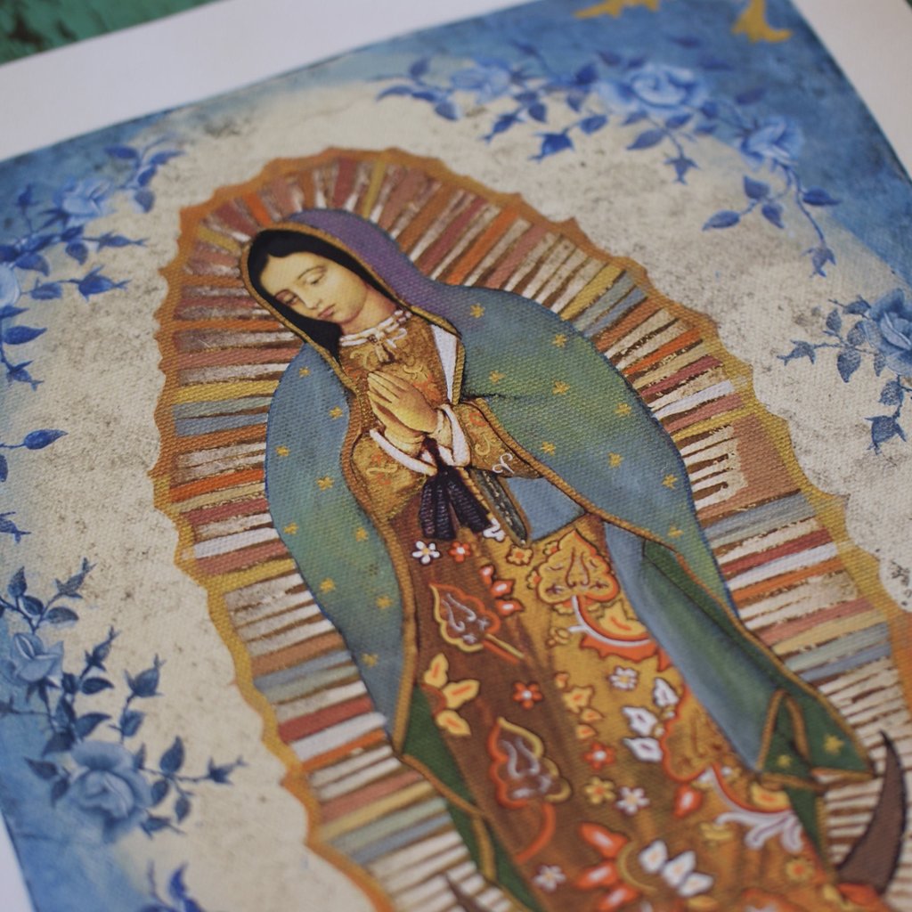 1024x1024 La Virgen De Guadalupe, Maria Carmina Painted Digital Art Zinnia - Virgen De Guadalupe Painting