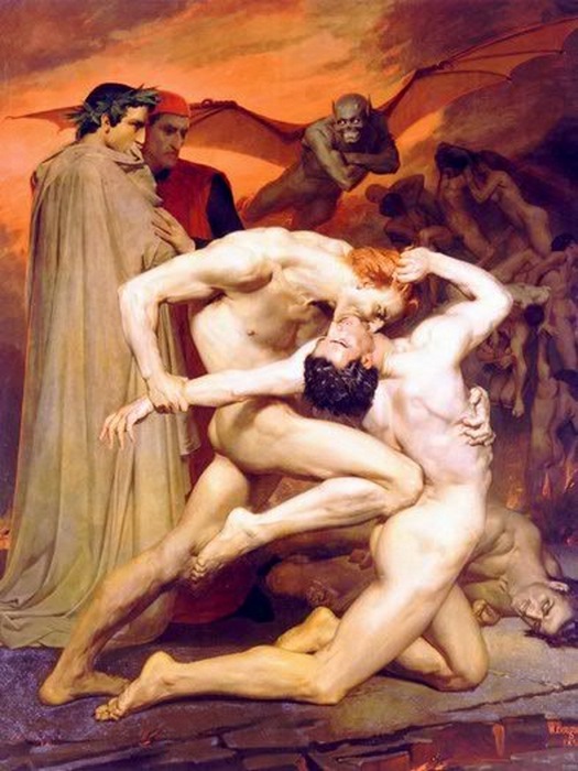 525x700 William Adolphe Bouguereau Dante And Virgil In Hell Wall Print - Virgil Painting
