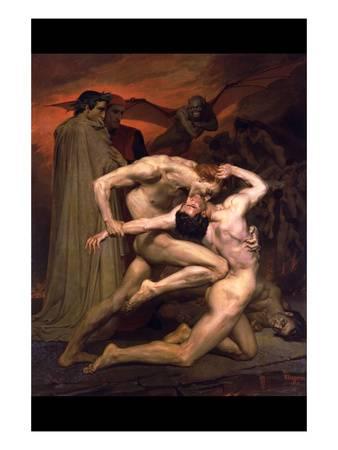 338x450 Dante And Virgil In Hell Art Print By William Adolphe Bouguereau - Virgil Painting