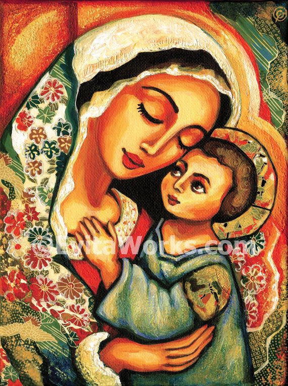 570x764 Madonna Child Blessed Mother Virgin Mary Jesus Mother Son - Virgin Mary And Jesus Painting