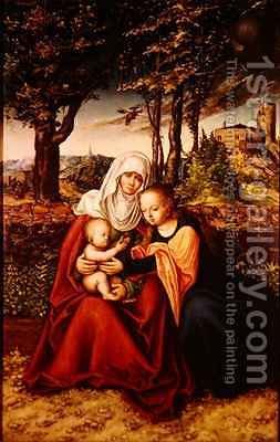253x400 Virgin Mary With Saint Anne Holding Infant Jesus Lucas - Virgin Mary And Jesus Painting