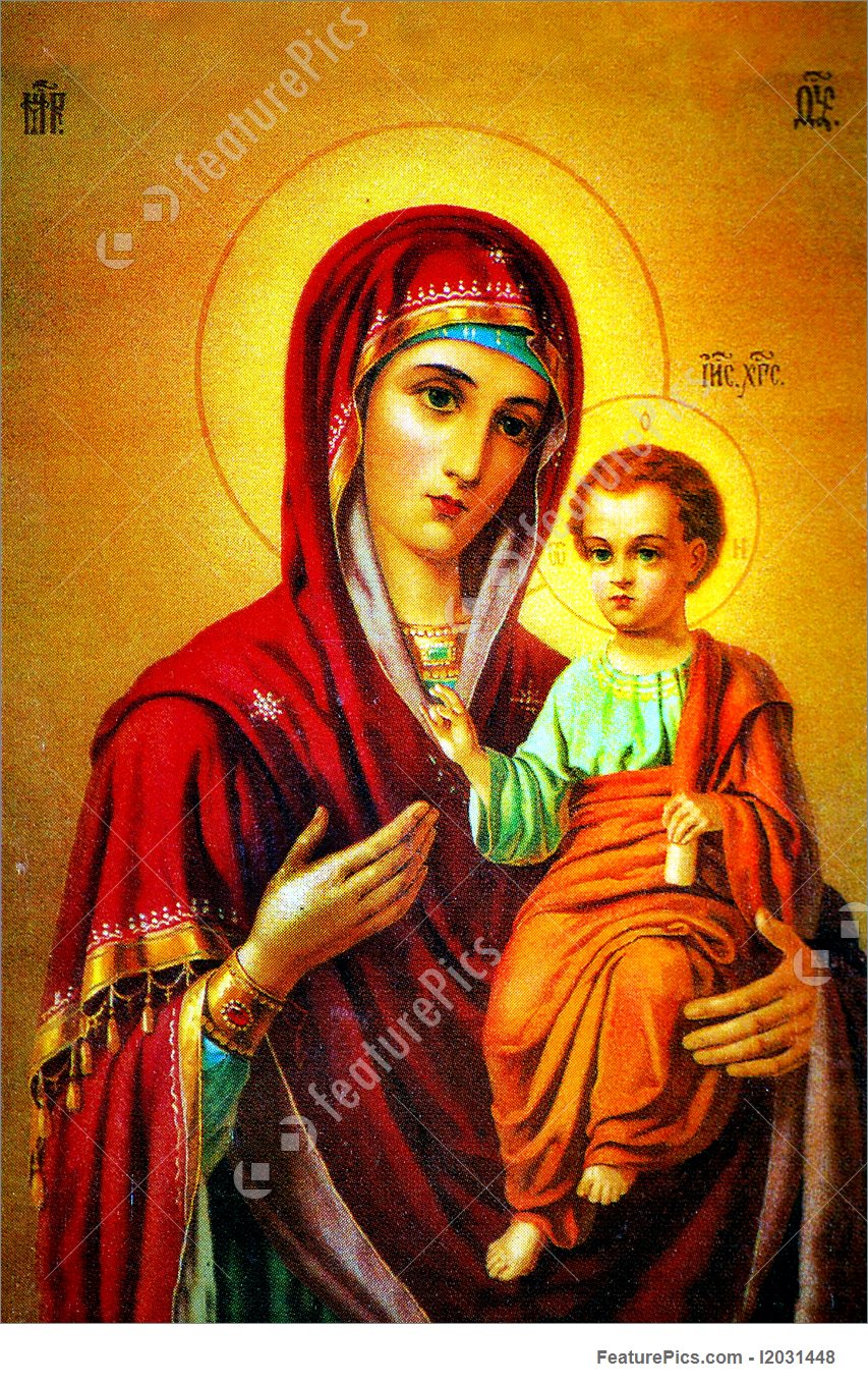 853x1360 Virgin Mary With Jesus Icon Picture - Virgin Mary And Jesus Painting