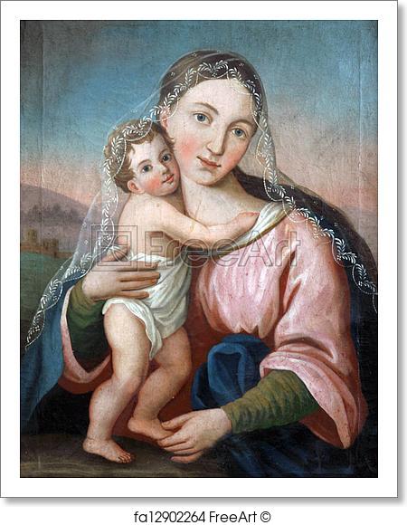 450x580 Free Art Print Of Blessed Virgin Mary With Baby Jesus Freeart - Virgin Mary And Jesus Painting