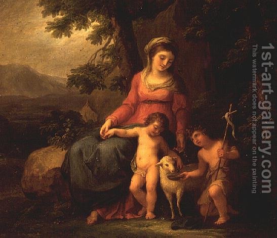 547x471 The Virgin Mary With The Christ Child And St John The Baptist - Virgin Mary Oil Painting