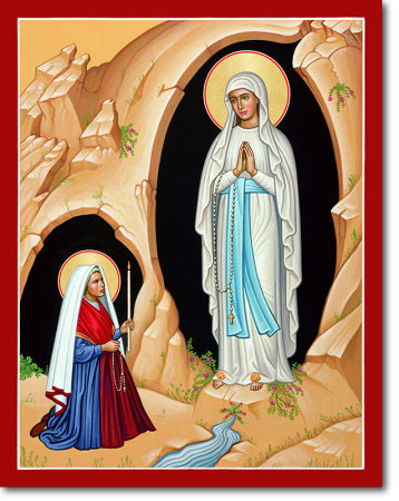 358x450 Our Lady Of Lourdes Original Icon 20 Tall - Virgin Mary Original Painting