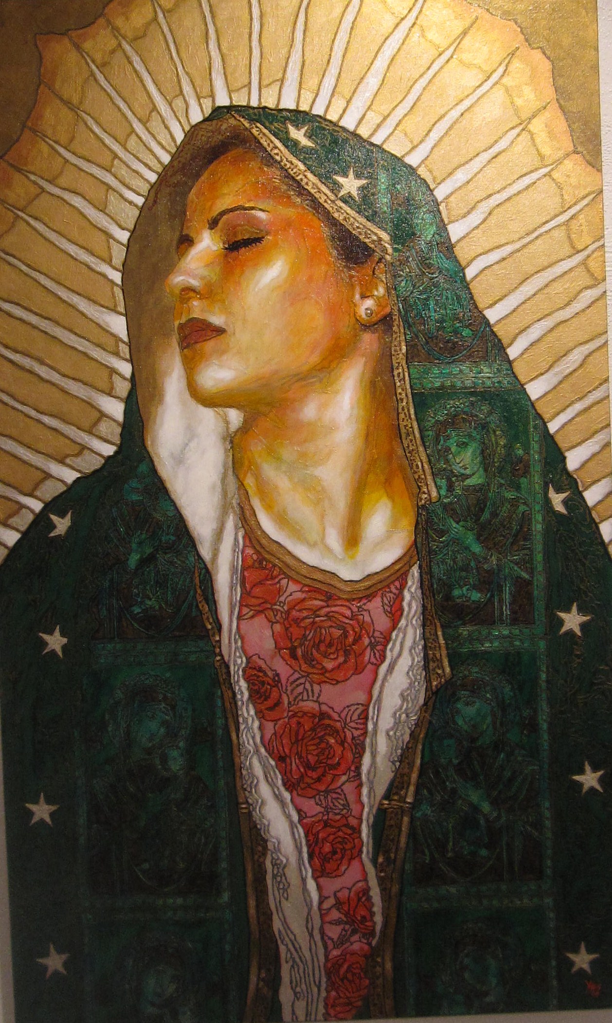 1258x2103 Virgin With A Rebel Vibe (Artist George Yepes) Cafe Libre - Virgin Of Guadalupe Painting