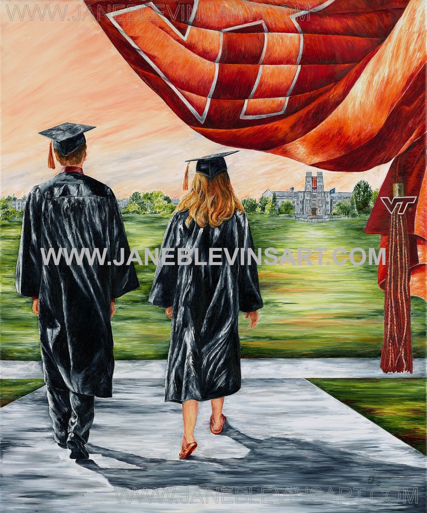 853x1024 Virginia Tech Print By Jane Blevins Campus Emporium - Virginia Tech Painting