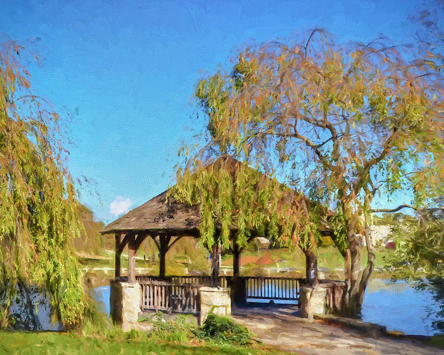 900x720 Duck Pond Gazebo At Virginia Tech Painting By Kerri Farley - Virginia Tech Painting