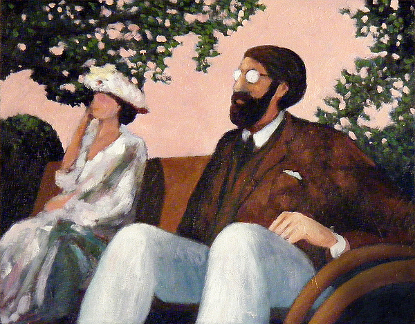 600x469 Virginia Woolf And Lytton Strachey Painting By Peter Stephen Wise - Virginia Woolf Painting