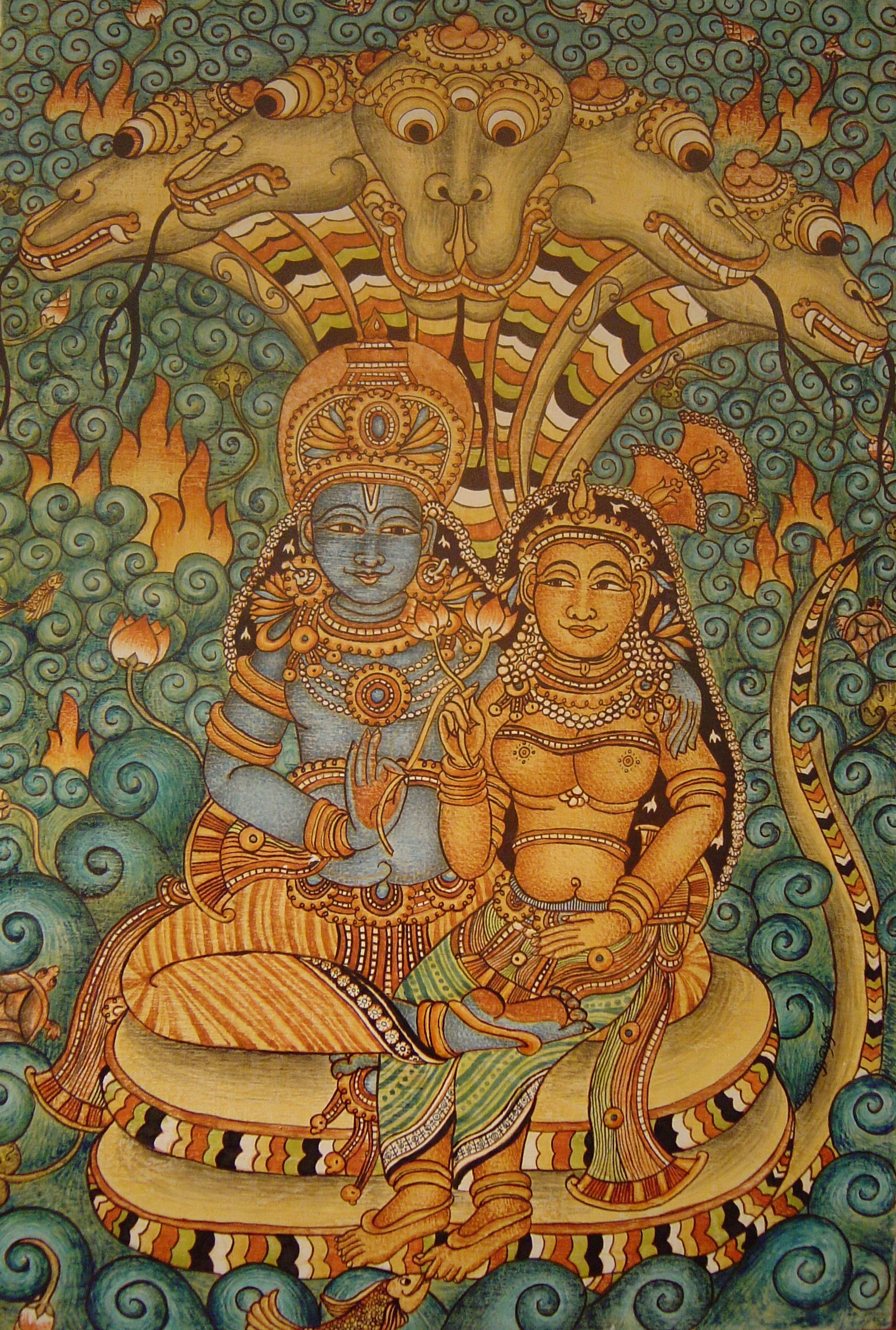 1602x2378 Lakshmi And Vishnu By Anandamaya - Vishnu Painting