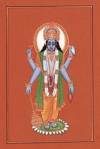 202x300 Lord Sri Vishnu Hindu God Artwork Indian Folk Religious Handmade - Vishnu Painting