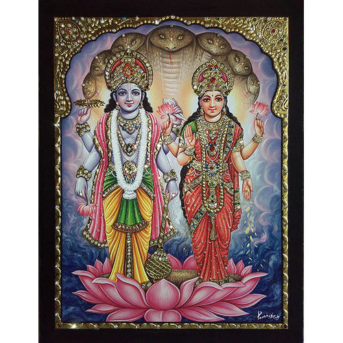 500x500 Lord Vishnu Lakshmi Painting - Vishnu Painting