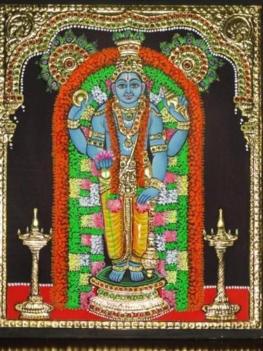 375x500 Lord Vishnu Tanjore Painting - Vishnu Painting