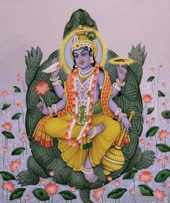 350x417 Art Of Legend India Art, Paintings, Handicrafts, Jewelry, Beads - Vishnu Painting