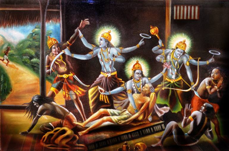 770x506 Saatchi Art Lord Vishnu's Avatars Painting By Brinda Padia - Vishnu Painting