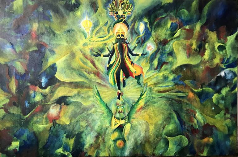 770x507 Saatchi Art Vishnu The Preserver Painting By Asis Rai - Vishnu Painting