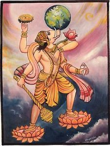 226x300 Varaha Avatar Of Lord Vishnu Oil Color Art Handmade Indian Hindu - Vishnu Painting