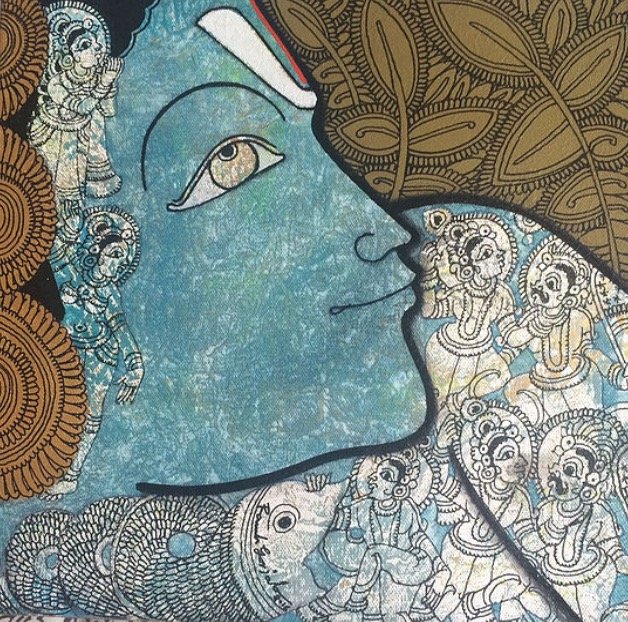 628x622 Vishnu By Artist Ramesh Gorjala Religious Art Acrylic Paintings - Vishnu Painting