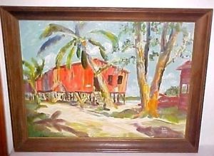 300x219 Oil Painting Caribbean Vista By Russ Conn Listed Nj - Vista Painting