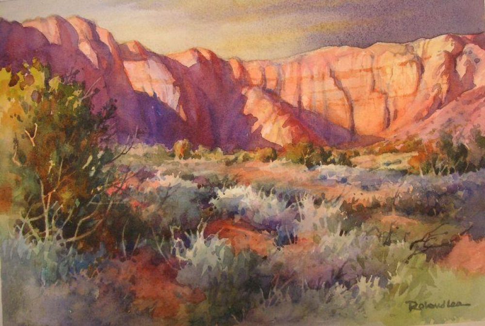 1000x671 Red Desert Vista Painting Roland Lee - Vista Painting
