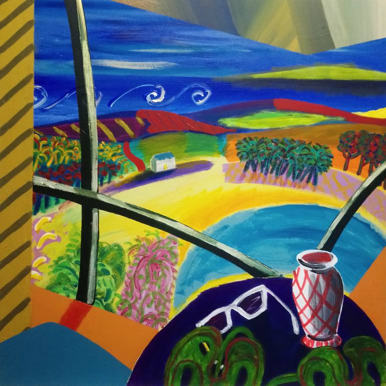 770x770 Saatchi Art Balcony Vista Painting By Amanda Watt - Vista Painting