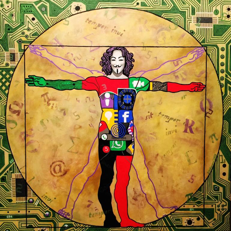 770x770 Saatchi Art Vitruvian Man 2015 Painting By Artur Muharremi - Vitruvian Man Painting