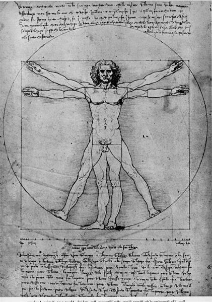 421x600 The Proportions Of The Human Figure (The Vitruvian Man), 1492 - Vitruvian Man Painting