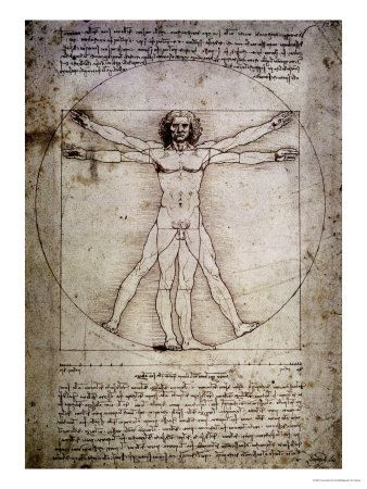 338x450 Vitruvian Man, C.1492by Leonardo Da Vinci Paintings - Vitruvian Man Painting