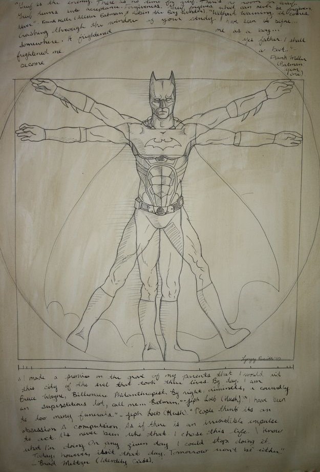 625x922 Vitruvian Man Painting Hombre De Vitruvio Batman Chics Type - Vitruvian Man Painting