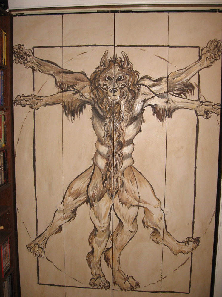 744x992 Vitruvian Werewolf Doors By Wolvenillusion - Vitruvian Man Painting