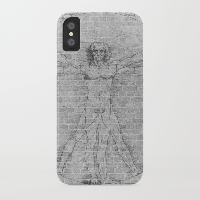 700x700 Brick Wall Painting Leonardo Da Vinci Study Of Vitruvian Man - Vitruvian Man Painting