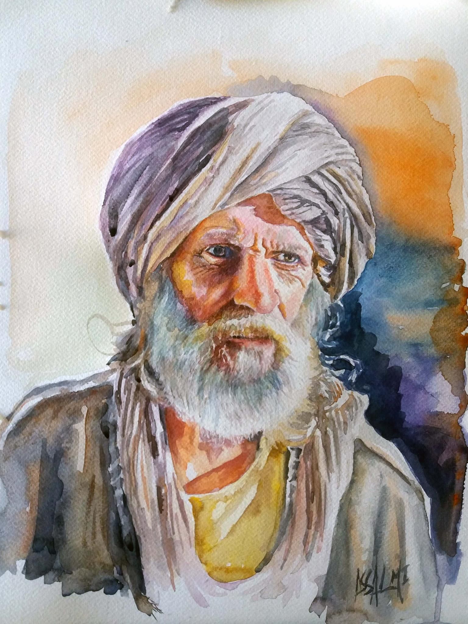 1536x2048 Watercolor By Assalmi Portrait Hamid Najah Is An Actor, Known - Vive La France Painting