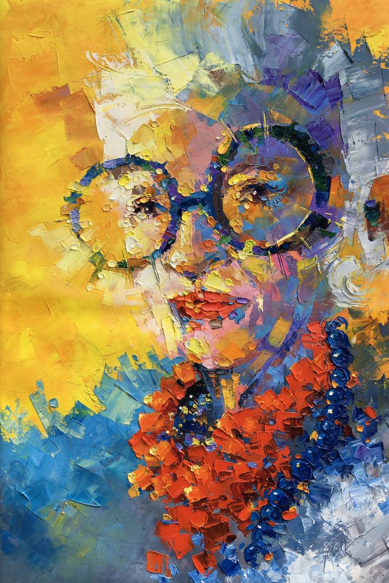 770x1155 Saatchi Art Vivid Iris Apfel Painting By Tilen Ti - Vivid Painting