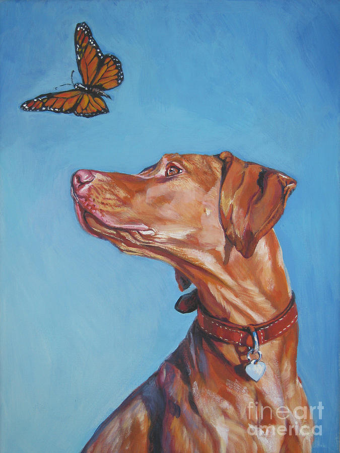 675x900 Vizsla And The Butterfly Painting By Lee Ann Shepard - Vizsla Painting