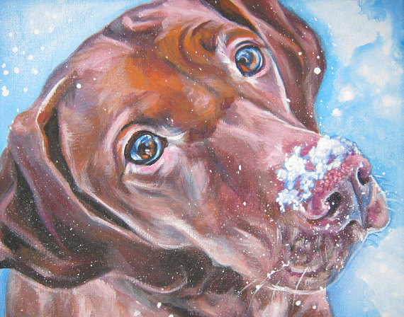 570x448 Vizsla Dog Art Print Canvas Print Of La Shepard Painting 11x14 - Vizsla Painting