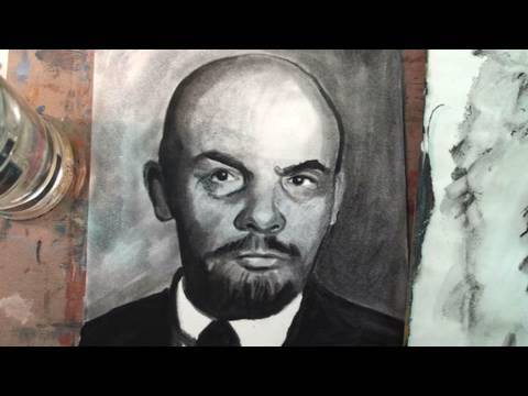 480x360 Dry Brush Portrait Of Vladimir Lenin (Oil Paint, Watercolor Paper - Vladimir Lenin Painting