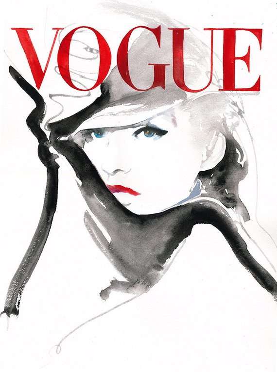 570x767 German Vogue Painting Print Vogue Cover Art Fashion - Vogue Painting