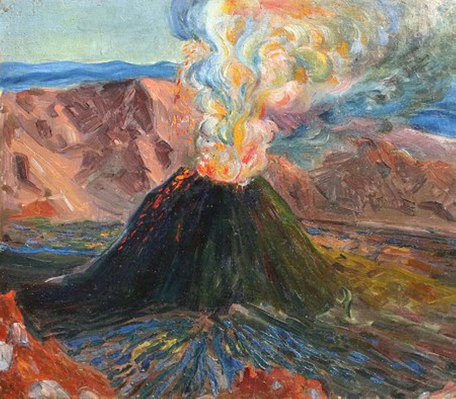 Volcano Painting at PaintingValley.com | Explore collection of Volcano ...