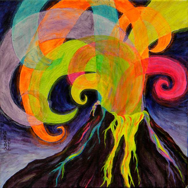 650x649 The Magical Volcano By Martha Hull - Volcano Painting